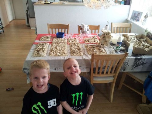 Benjamin og Oliver glæder sig til der skal fisk i. :-)